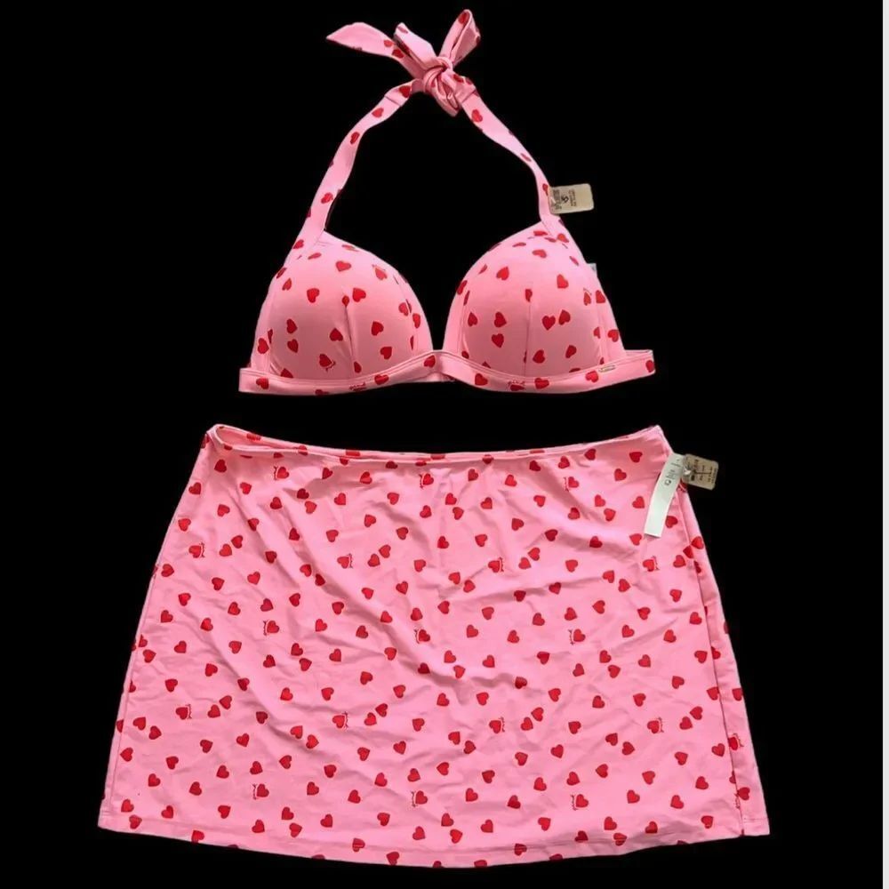 Victorias Secret Set Molded Padded Cups Halter Bikini Top & matching Skirt XXL
